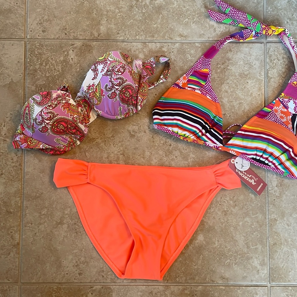 New, with tags bikini bottom and two gently worn tops.